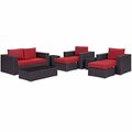 Modway Furniture Convene Outdoor Patio Sofa Set, Espresso Red - 8 Piece EEI-2159-EXP-RED-SET